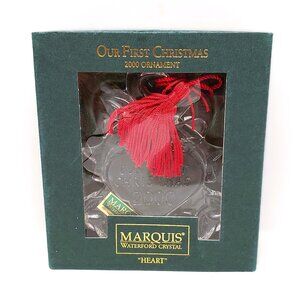 Marquis by Waterford Crystal Heart Ornament Our First Christmas 2000 with Box